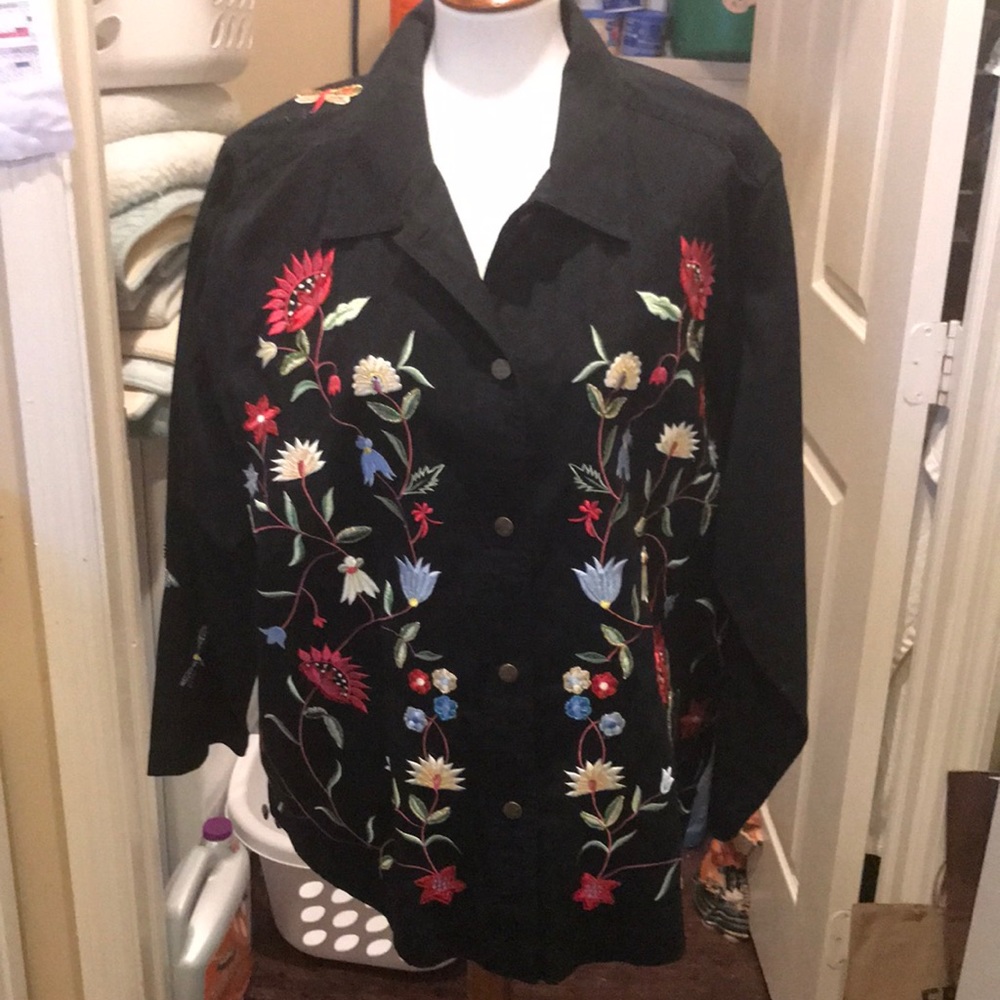 Detailed, embroidered and beaded twill jacket